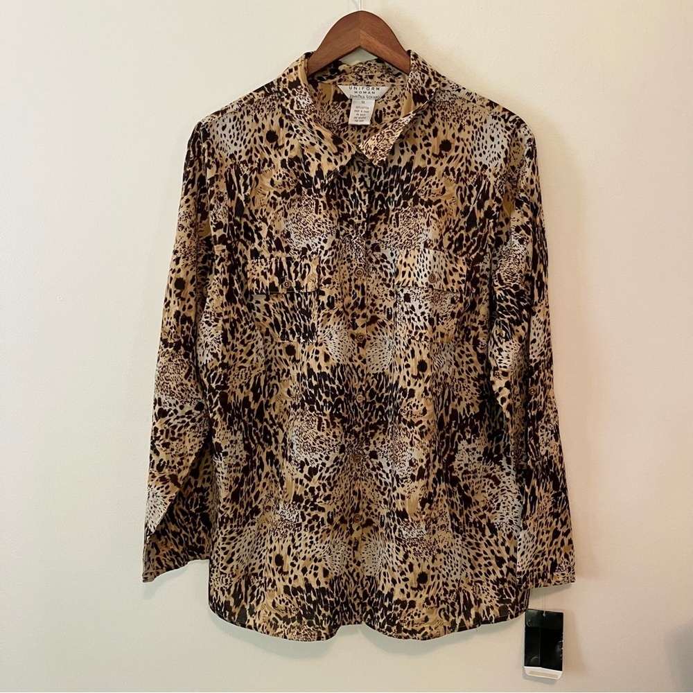 VTG 90s Cheetah Animal Print Women’s Button Up Blouse Sz. 1X Cotton Mob Wife - Picture 4 of 5